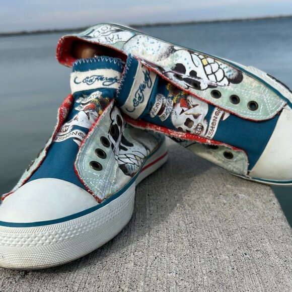 Ed Hardy Sneakers Men Sz 10 - Picture 1 of 9
